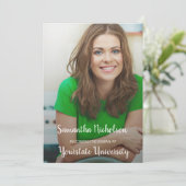 Green Foto Abschluss Trunk Uni Dorm Party Einladung (Stehend Vorderseite)