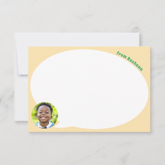 Green Foto and Speech Bubble Danke Card (Vorderseite)