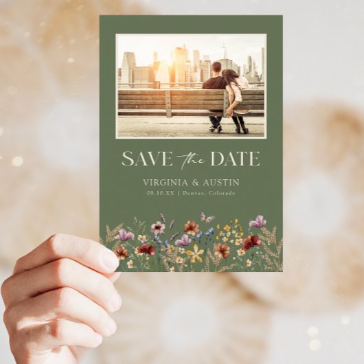 Green Foto Boho Save the Date