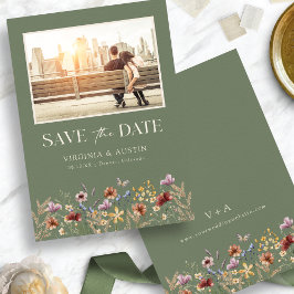 Green Foto Boho Save the Date