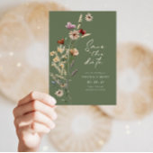 Green Foto Boho Save the Date Flachkarte