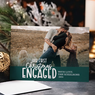 Green Foto Erstes Weihnachtsfest Verlobt Feiertagskarte