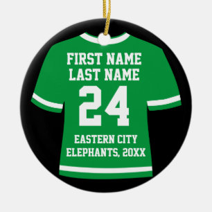 Green Foto Football Soccer Hockey Sports Jersey Keramik Ornament