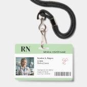 Green | Foto-ID des Krankenhauses Ausweis (Vorderseite mit Lanyard)