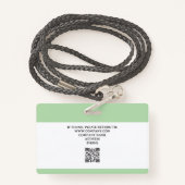 Green | Foto-ID des Krankenhauses Ausweis (Rückseite mit Schlüsselband)