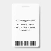 Green Foto ID des medizinischen Mitarbeiters Ausweis (Back)