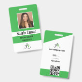 Green | Foto Mitarbeiter-Logo oder QR CODE-Sicherh Ausweis (Vorder- & Rückseite)