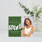 Green Foto Rett Datum Abschluss Einladung (Stehend Vorderseite)