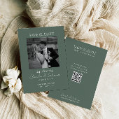 Green Foto Save the Date-Karte mit QR-Code ablegen Date