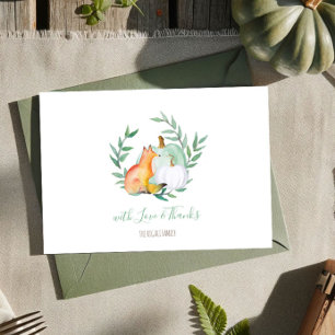 Green Fox Pumpkin Woodland Vielen Dank Einladung