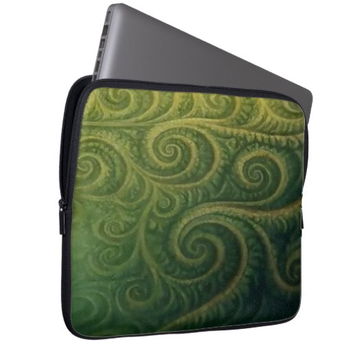 Green Fractal Laptop Sleeve (Vorne Rechts)