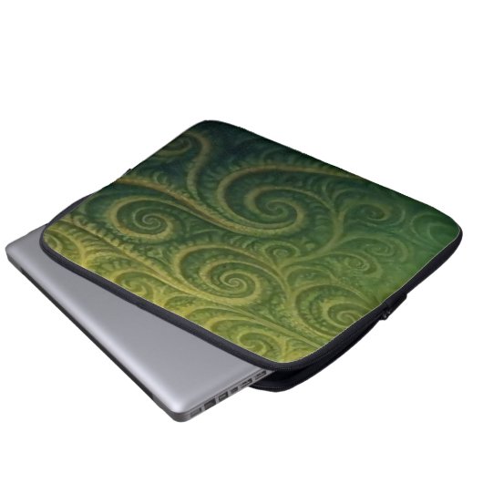 Green Fractal Laptop Sleeve (Vorne Knopf)
