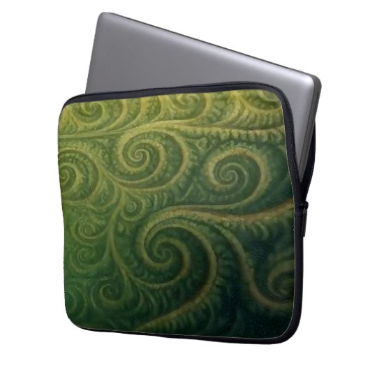 Green Fractal Laptop Sleeve (Vorderseite Links)