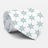 Green Fractal Star Snowflake Christmas Tree White Krawatte (Gerollt)