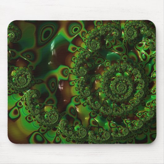 Green Fraktal Art Muschel Mousepad (Vorne)