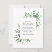 Green Frame Beerdigung Script Vielen Dank Note Car Dankeskarte (Vorderseite)