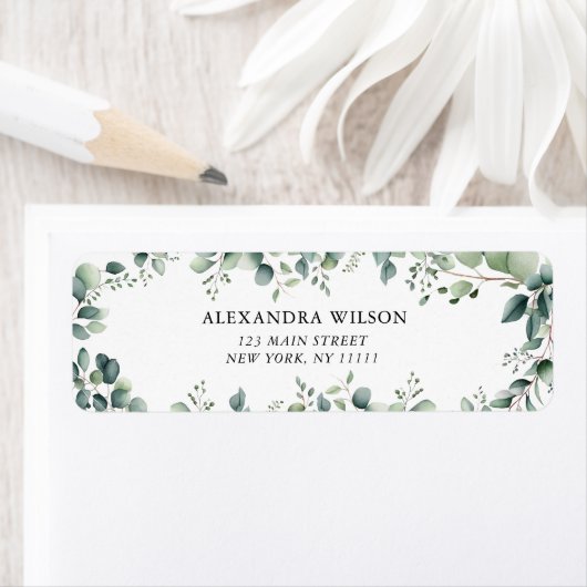 Green Frame Modern Return Address Label (Insitu)