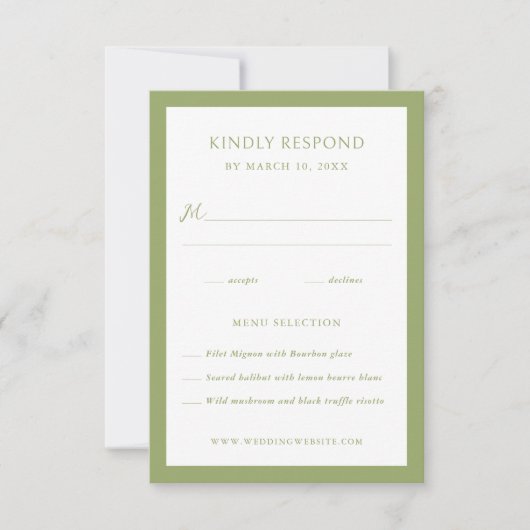 Green Frame Wedding  RSVP Karte (Vorderseite)