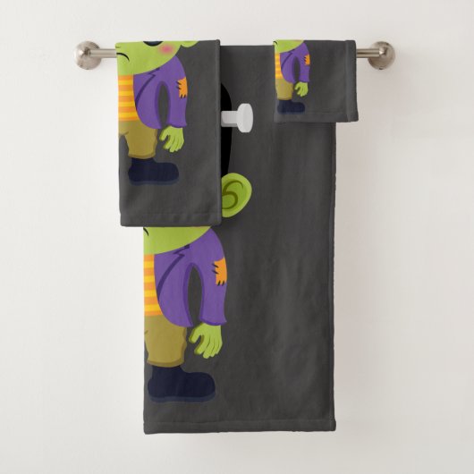 Green Frankenstein Monster Halloween Badhandtuch Set (Insitu)