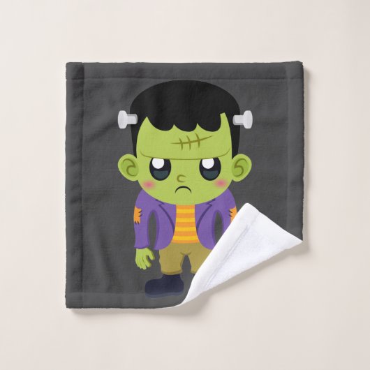 Green Frankenstein Monster Halloween Badhandtuch Set (Waschlappen)