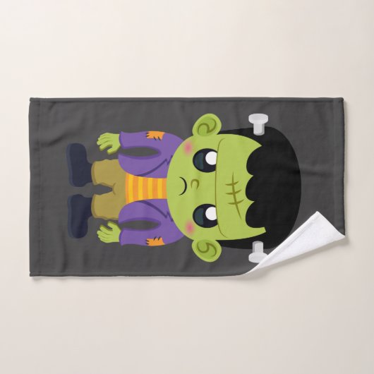 Green Frankenstein Monster Halloween Badhandtuch Set (Handtuch)