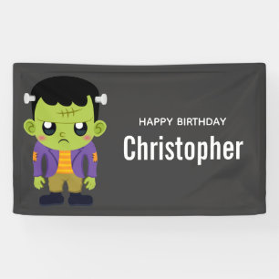 Green Frankenstein Monster Halloween Banner