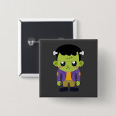 Green Frankenstein Monster Halloween Button (Vorne & Hinten)