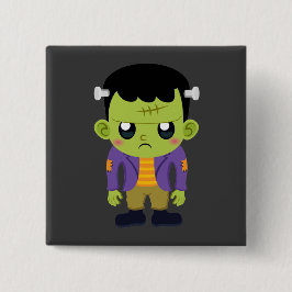 Green Frankenstein Monster Halloween Button