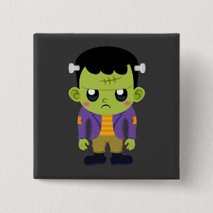 Green Frankenstein Monster Halloween Button
