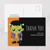 Green Frankenstein Monster Halloween Danke Postkarte (Vorne/Hinten)