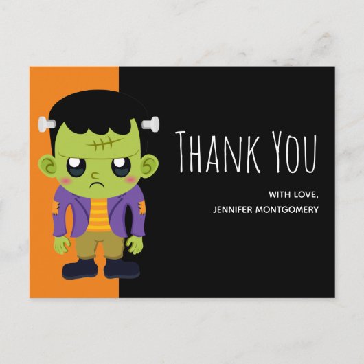 Green Frankenstein Monster Halloween Danke Postkarte (Vorderseite)