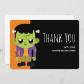 Green Frankenstein Monster Halloween Dankeskarte (Vorne/Hinten)