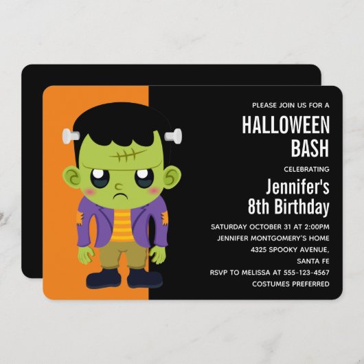 Green Frankenstein Monster Halloween Einladung (Vorne/Hinten)