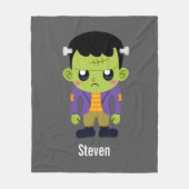 Green Frankenstein Monster Halloween Fleecedecke (Vorderseite)