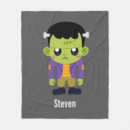 Green Frankenstein Monster Halloween Fleecedecke (Vorderseite)