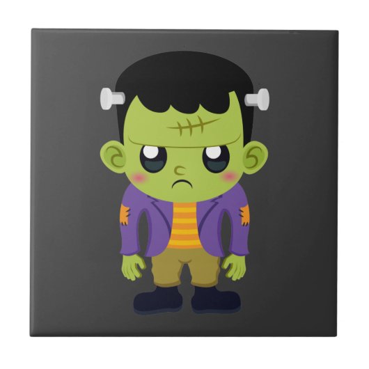 Green Frankenstein Monster Halloween Fliese (Vorderseite)