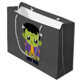 Green Frankenstein Monster Halloween Große Geschenktüte (Vorderseite Schrägansicht)