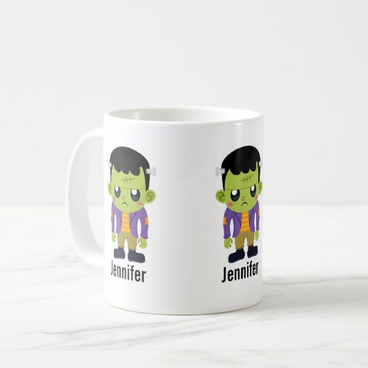 Green Frankenstein Monster Halloween Kaffeetasse (Vorderseite Links)
