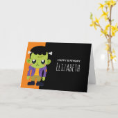 Green Frankenstein Monster Halloween Karte (Gelbe Blume)