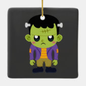 Green Frankenstein Monster Halloween Keramikornament (Rückseite)