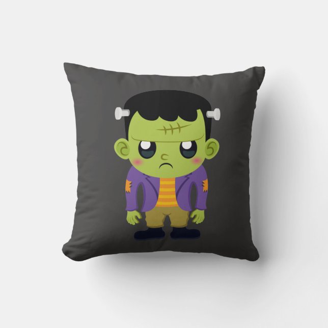 Green Frankenstein Monster Halloween Kissen (Vorderseite)