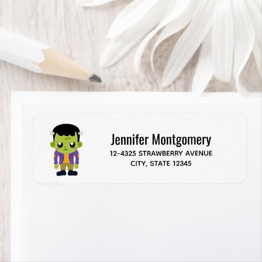 Green Frankenstein Monster Halloween Label (Insitu)