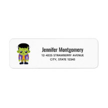 Green Frankenstein Monster Halloween Label