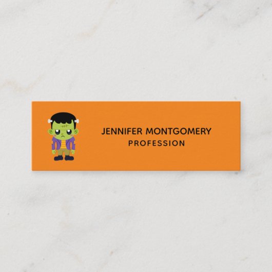 Green Frankenstein Monster Halloween Mini Visitenkarte (Vorderseite)