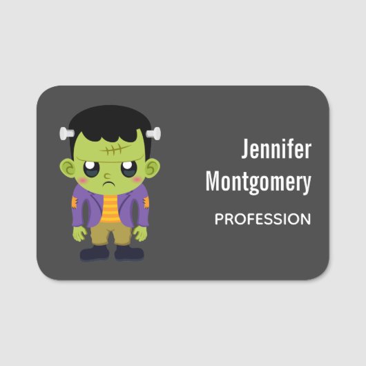 Green Frankenstein Monster Halloween Namensschild (Vorderseite)