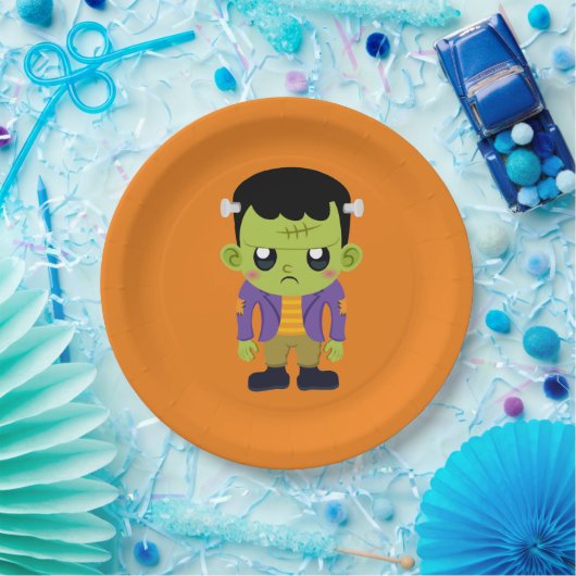 Green Frankenstein Monster Halloween Pappteller (Party)