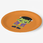 Green Frankenstein Monster Halloween Pappteller (Schrägansicht)