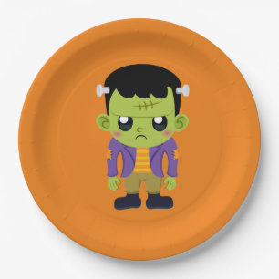 Green Frankenstein Monster Halloween Pappteller