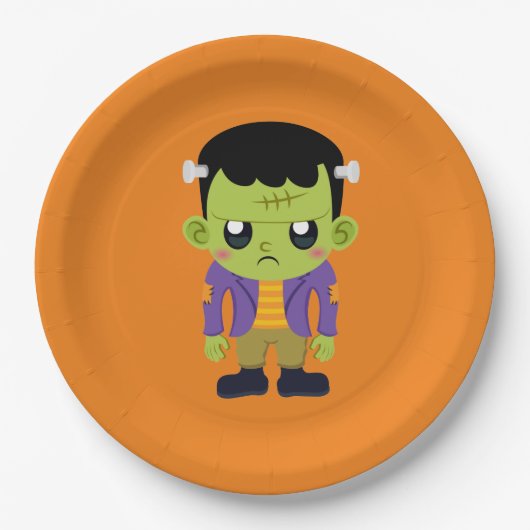 Green Frankenstein Monster Halloween Pappteller (Vorderseite)