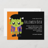 Green Frankenstein Monster Halloween-Party Einladungspostkarte (Vorne/Hinten)